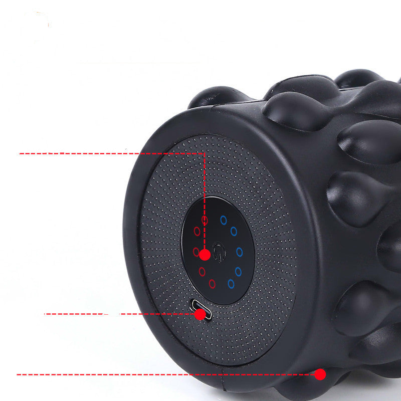 New Usb Vibrating Electric Yoga Column 5-Speed Solid Foam Shaft Massage Stick Massager Rolling Shaft Pu Material