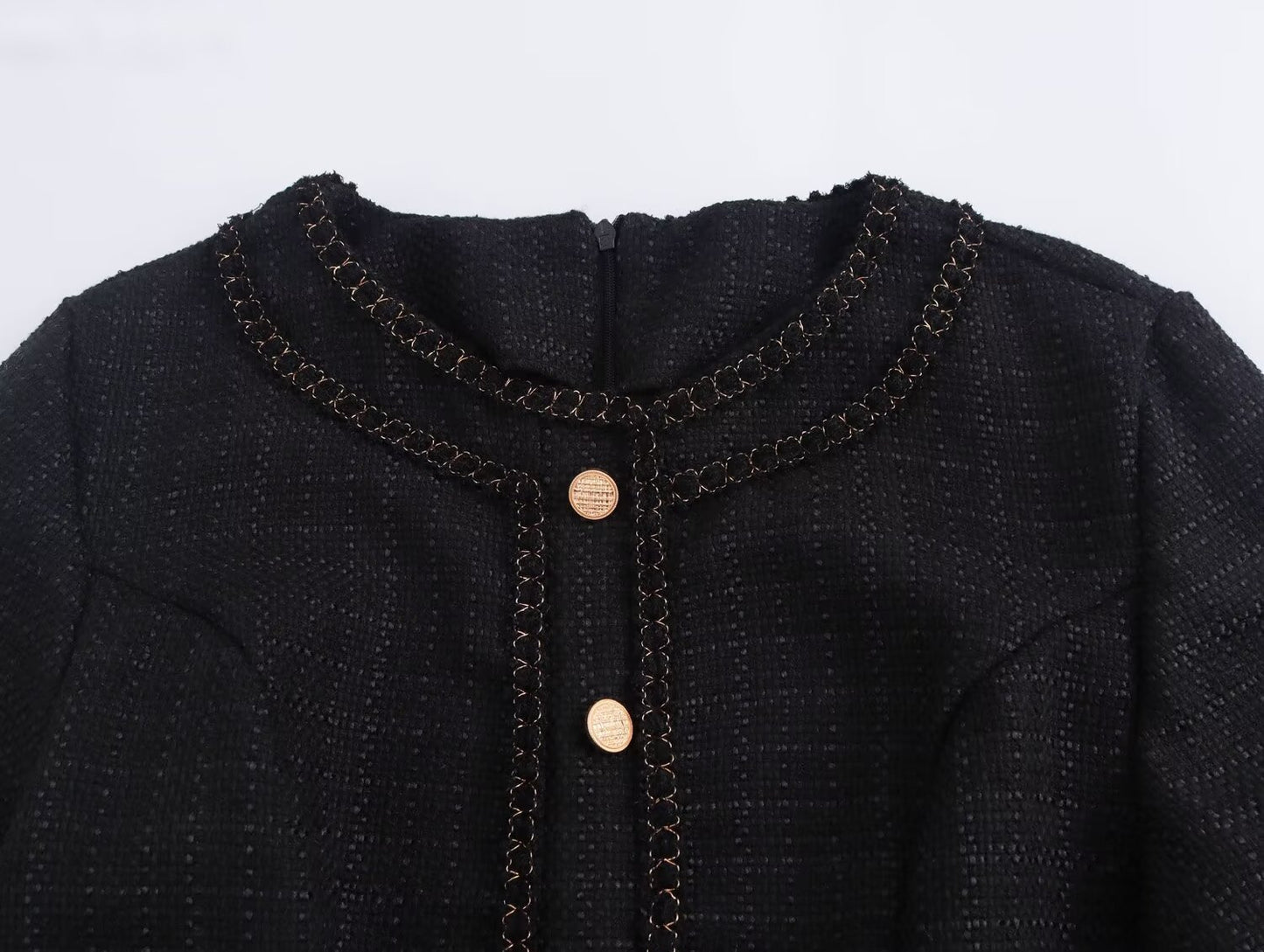 Autumn Women Clothing Retro Elegant Coarse Woven Stitching Pleated Dress