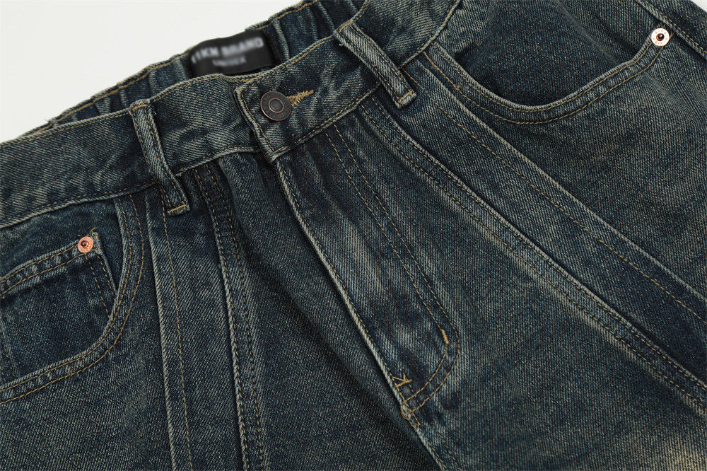 Fashion Personality Stitching Straight Jeans Men