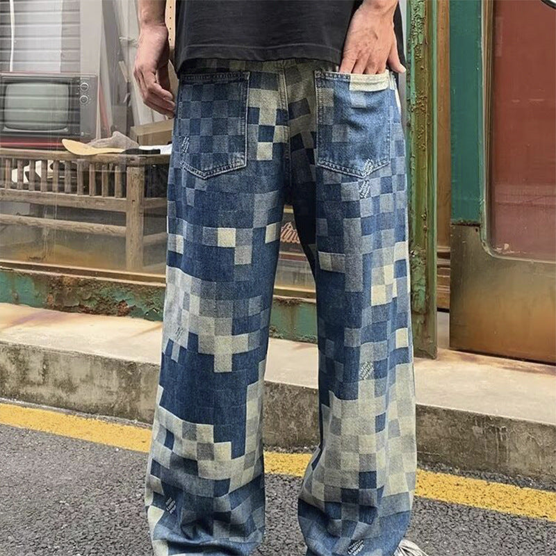 Mosaic Jeans American Style Loose Men