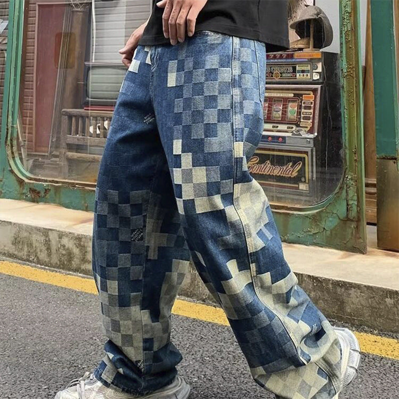Mosaic Jeans American Style Loose Men